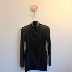 Windsor Black Mesh Long Sleeve Dress